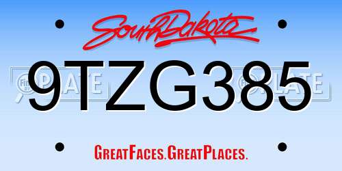 9TZG385 South Dakota License Plate