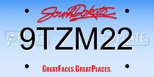 9TZM22 South Dakota License Plate