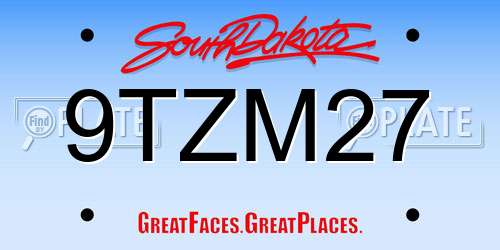 9TZM27 South Dakota License Plate