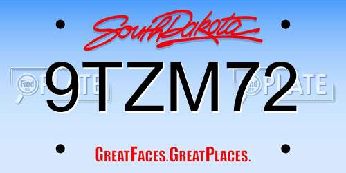9TZM72 South Dakota License Plate