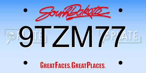 9TZM77 South Dakota License Plate