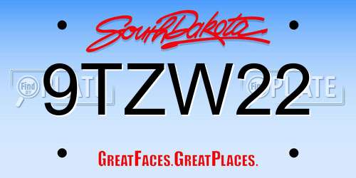 9TZW22 South Dakota License Plate