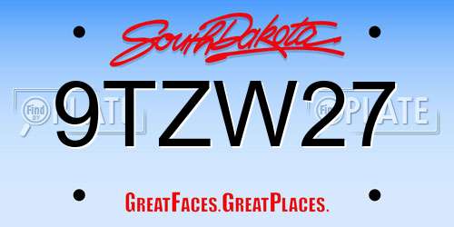 9TZW27 South Dakota License Plate