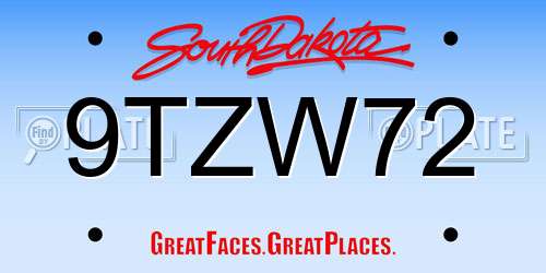 9TZW72 South Dakota License Plate