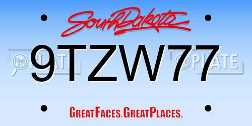 9TZW77 South Dakota License Plate