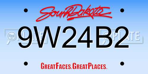 9W24B2 South Dakota License Plate
