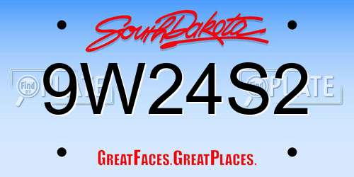 9W24S2 South Dakota License Plate