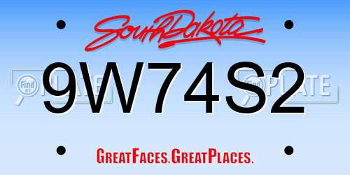 9W74S2 South Dakota License Plate