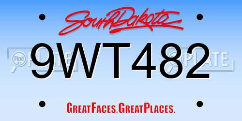 9WT482 South Dakota License Plate
