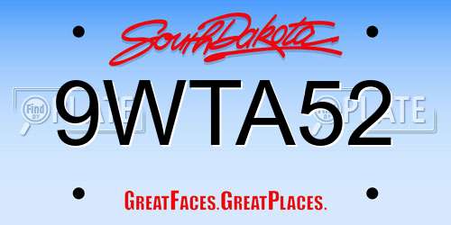 9WTA52 South Dakota License Plate