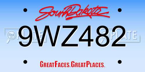 9WZ482 South Dakota License Plate