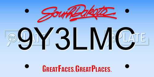 9Y3LMC South Dakota License Plate