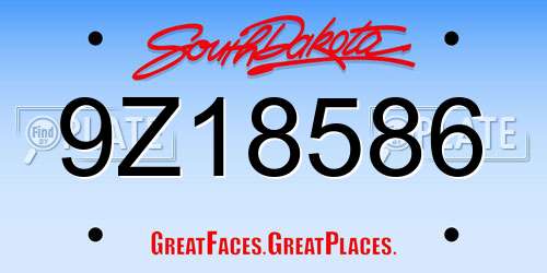 9Z18586 South Dakota License Plate
