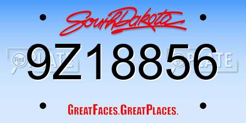 9Z18856 South Dakota License Plate
