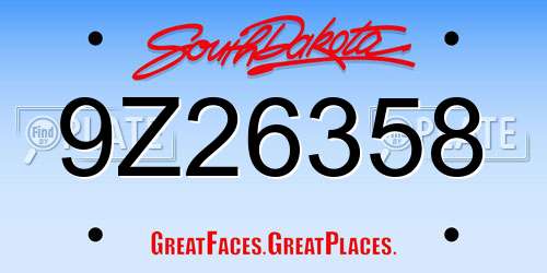9Z26358 South Dakota License Plate