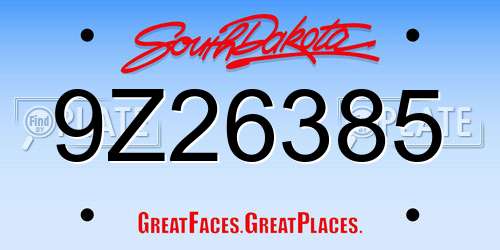 9Z26385 South Dakota License Plate