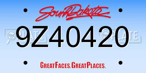 9Z40420 South Dakota License Plate