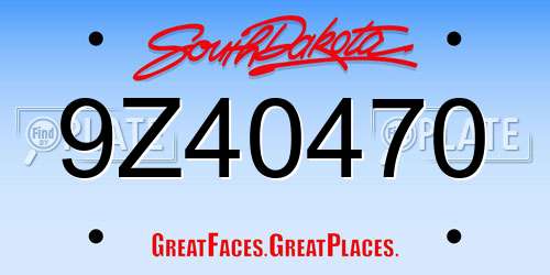 9Z40470 South Dakota License Plate