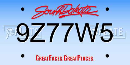9Z77W5 South Dakota License Plate