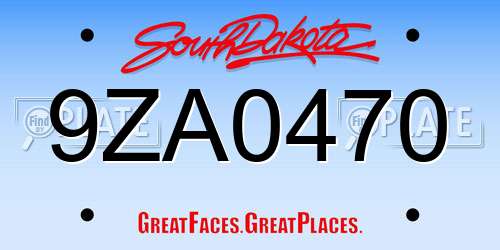 9ZA0470 South Dakota License Plate