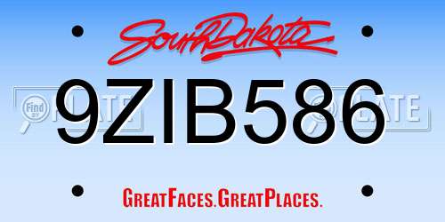 9ZIB586 South Dakota License Plate