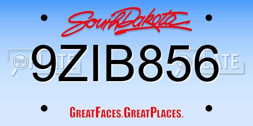 9ZIB856 South Dakota License Plate