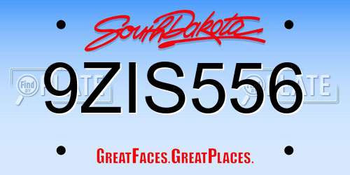 9ZIS556 South Dakota License Plate
