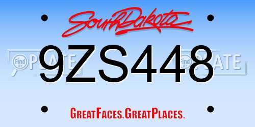 9ZS448 South Dakota License Plate