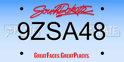9ZSA48 South Dakota License Plate