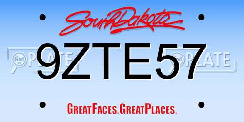 9ZTE57 South Dakota License Plate