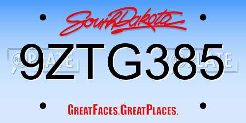 9ZTG385 South Dakota License Plate