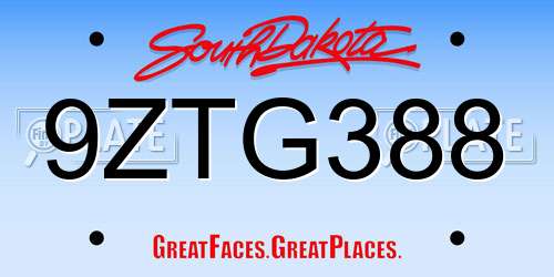 9ZTG388 South Dakota License Plate