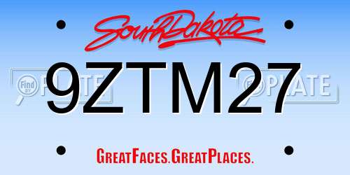 9ZTM27 South Dakota License Plate