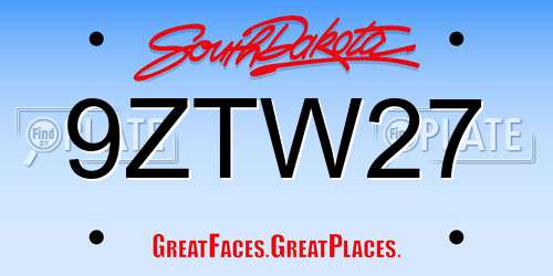 9ZTW27 South Dakota License Plate