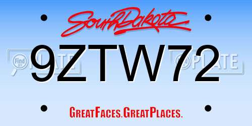 9ZTW72 South Dakota License Plate