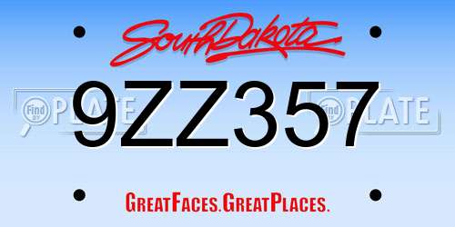 9ZZ357 South Dakota License Plate