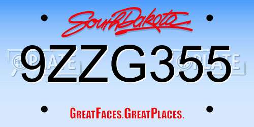 9ZZG355 South Dakota License Plate