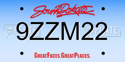 9ZZM22 South Dakota License Plate