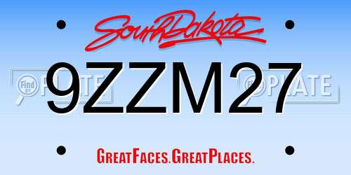 9ZZM27 South Dakota License Plate