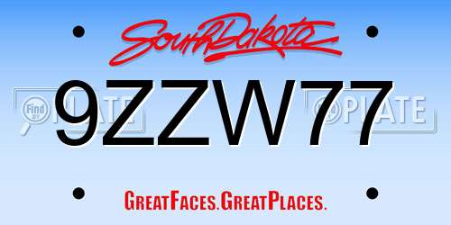 9ZZW77 South Dakota License Plate