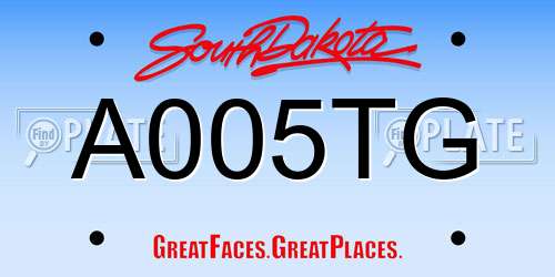 A005TG South Dakota License Plate