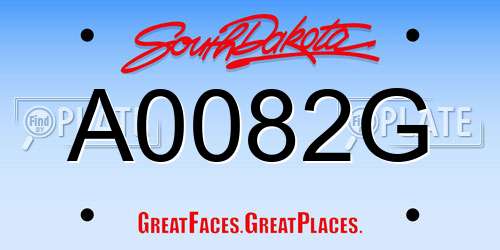 A0082G South Dakota License Plate