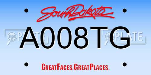 A008TG South Dakota License Plate