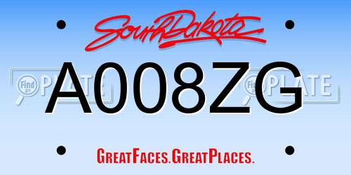 A008ZG South Dakota License Plate