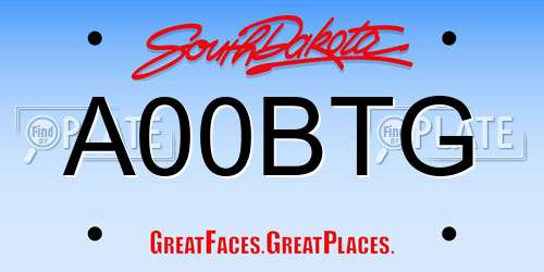 A00BTG South Dakota License Plate