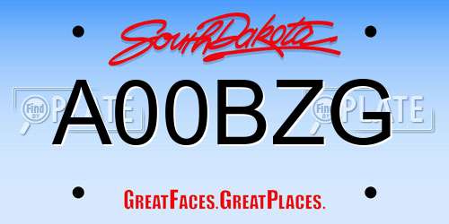 A00BZG South Dakota License Plate