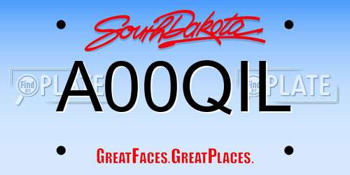 A00QIL South Dakota License Plate