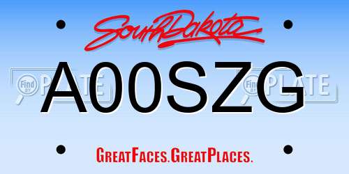 A00SZG South Dakota License Plate