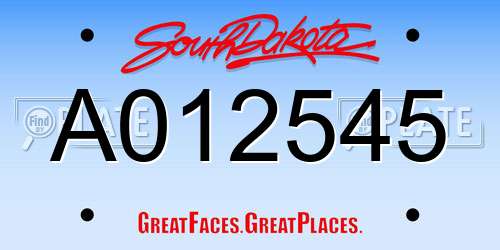 A012545 South Dakota License Plate
