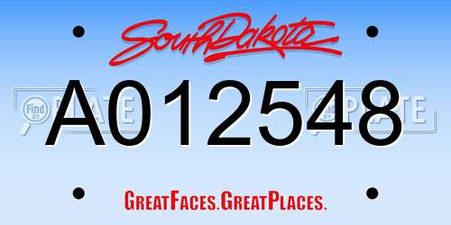 A012548 South Dakota License Plate